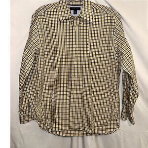 Tommy Hilfiger Long Sleeve Button down Mens size Medium Yellow Blue Checkered